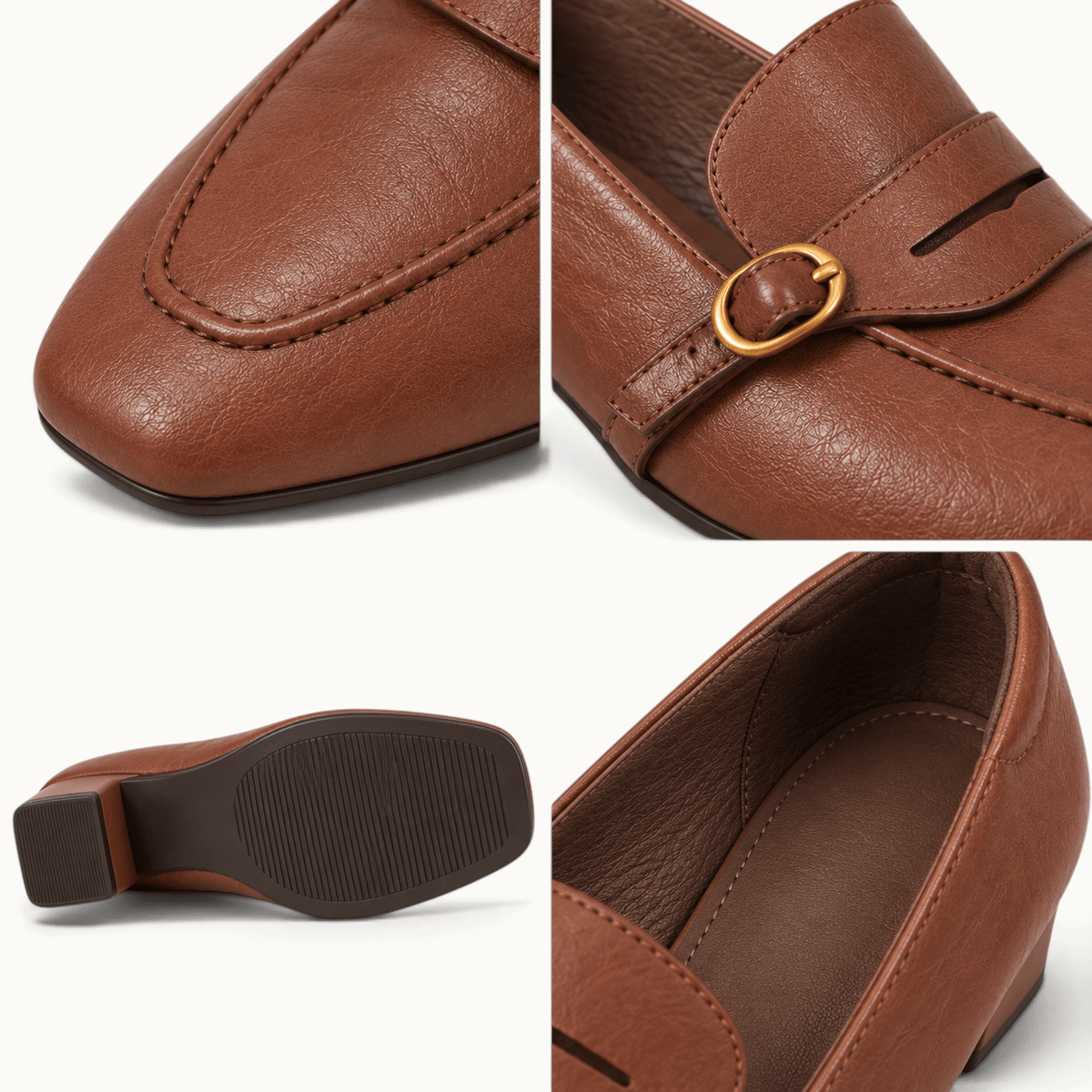 montelore-souliers Mocassins Matière Synthétique Bout Carré Talon Bloc Bas