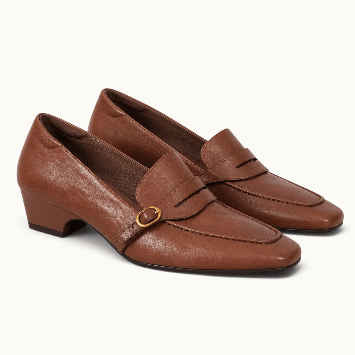 montelore-souliers Mocassins Matière Synthétique Bout Carré Talon Bloc Bas