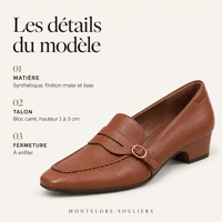 montelore-souliers Mocassins Matière Synthétique Bout Carré Talon Bloc Bas