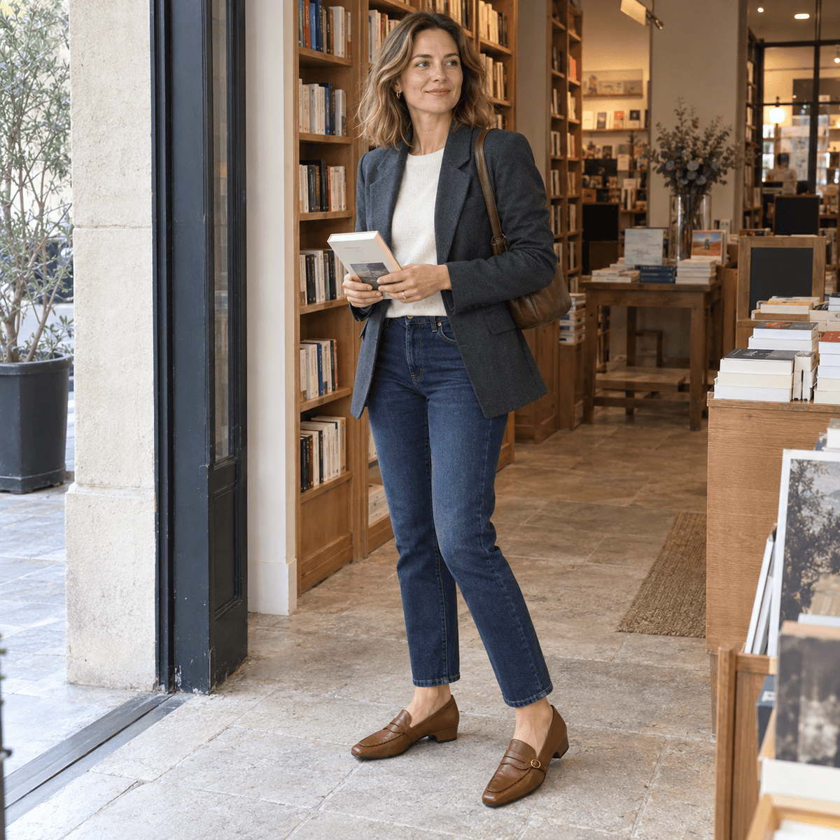montelore-souliers Mocassins Matière Synthétique Bout Carré Talon Bloc Bas
