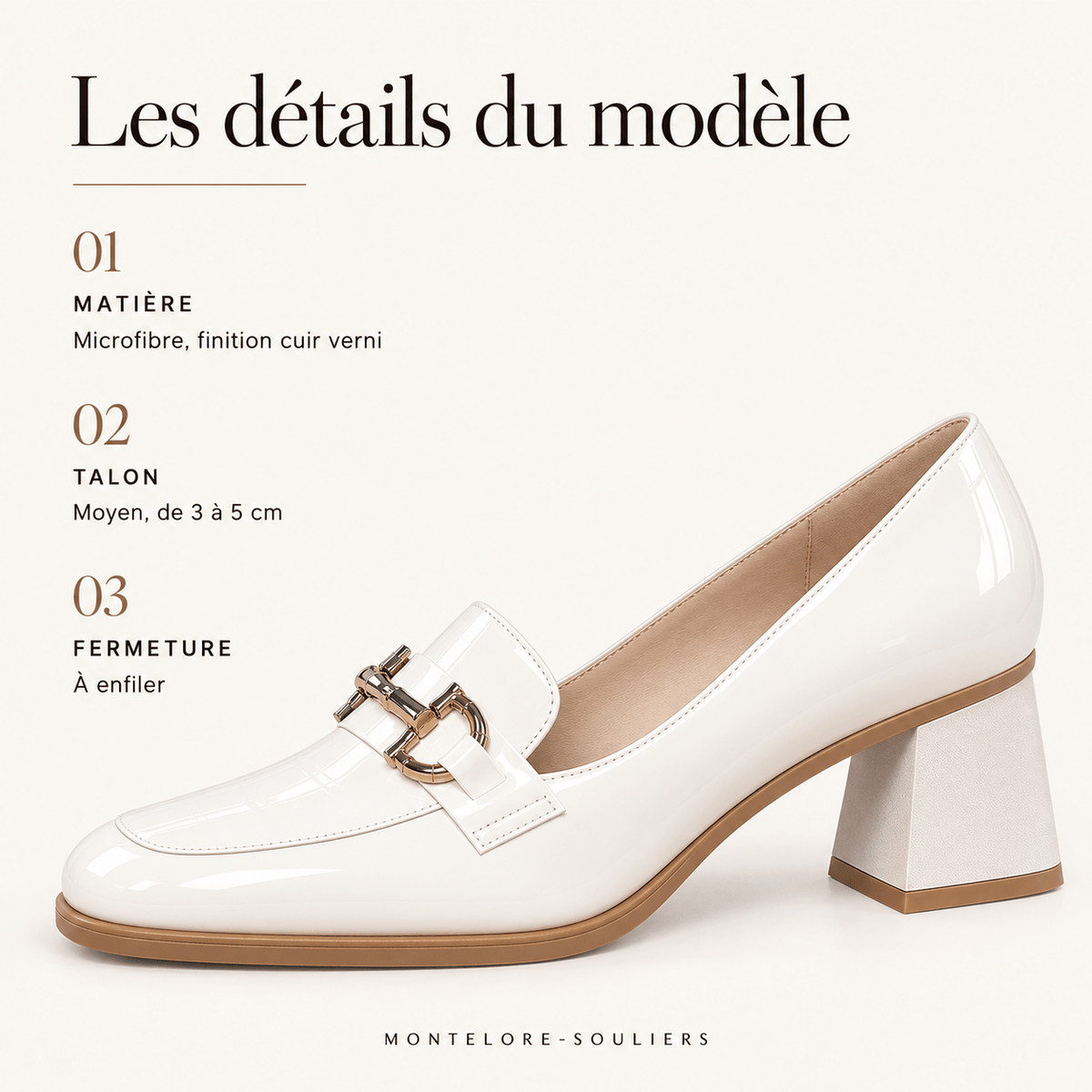 montelore-souliers Mocassins Matière Synthétique Vernie Vernis À Talon Bloc
