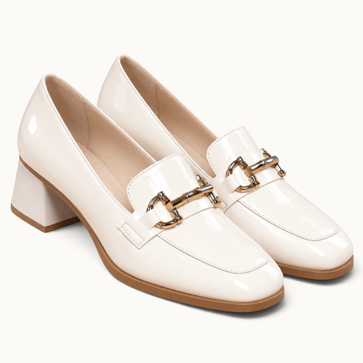 montelore-souliers Mocassins Matière Synthétique Vernie Vernis À Talon Bloc