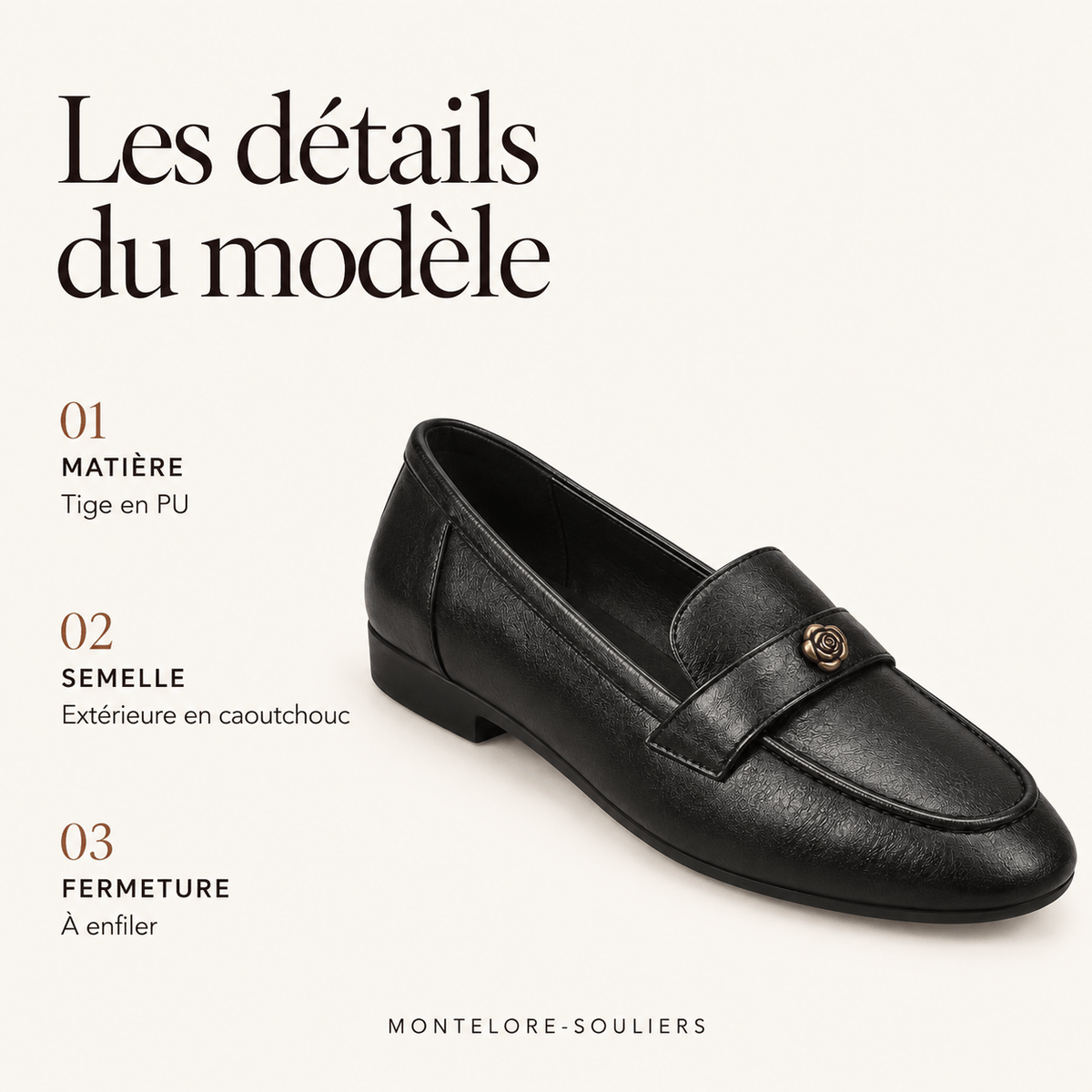 montelore-souliers Mocassins Noir Plats