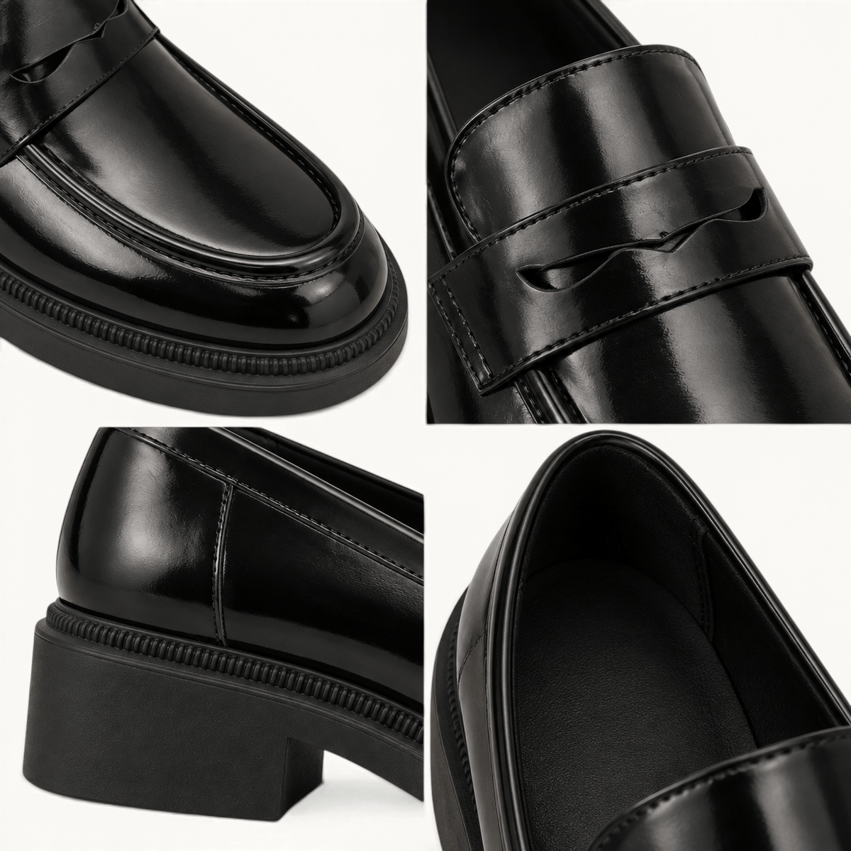 montelore-souliers Mocassins Noires À Plateforme Style Écolière Japonaise