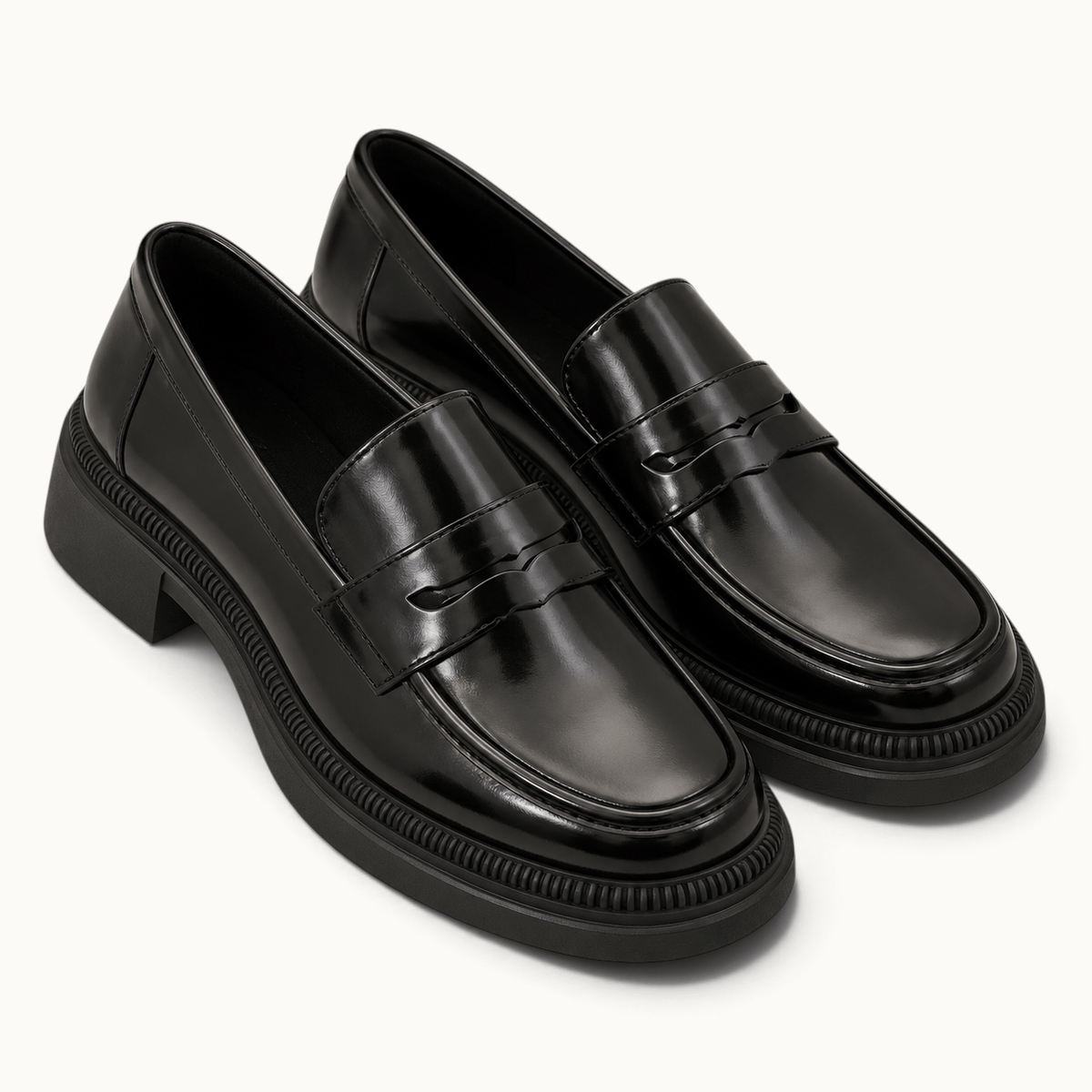 montelore-souliers Mocassins Noires À Plateforme Style Écolière Japonaise