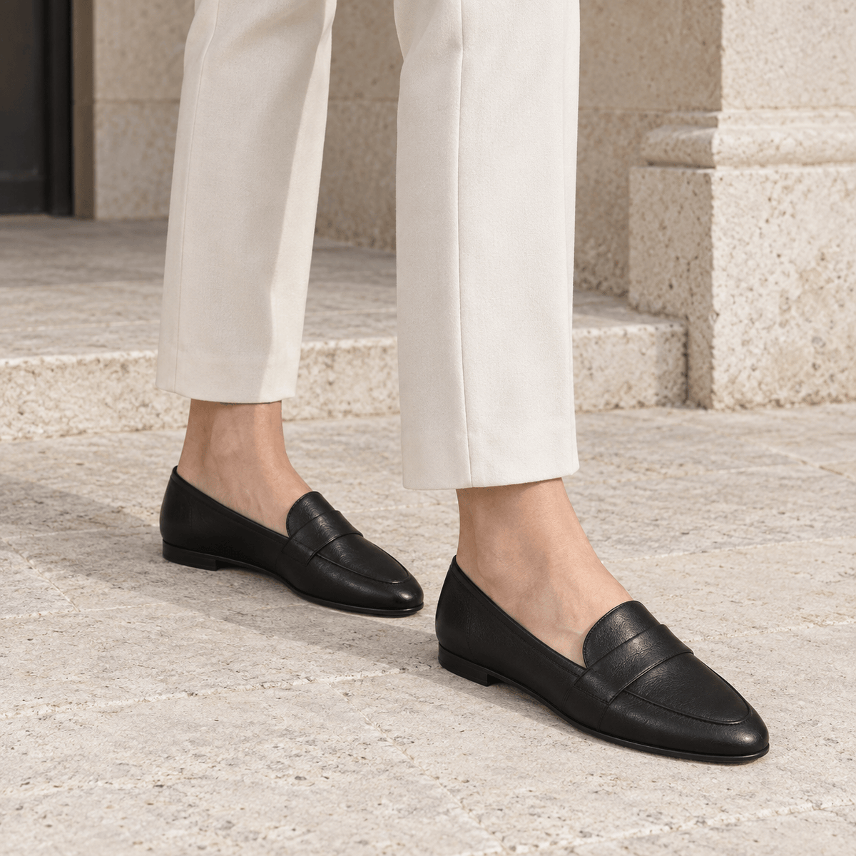 montelore-souliers Mocassins Noirs Plats
