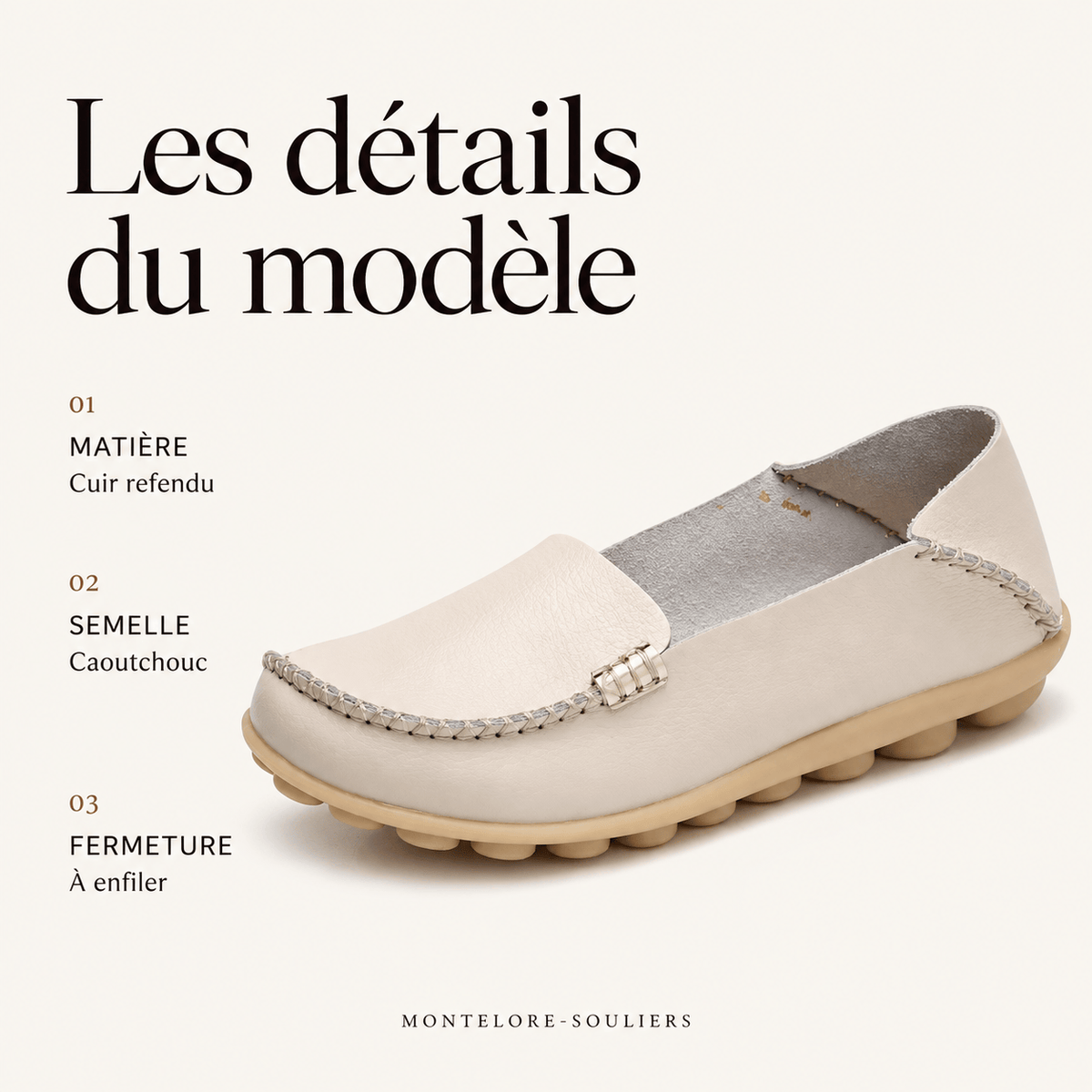 montelore-souliers Mocassins Plats En Cuir