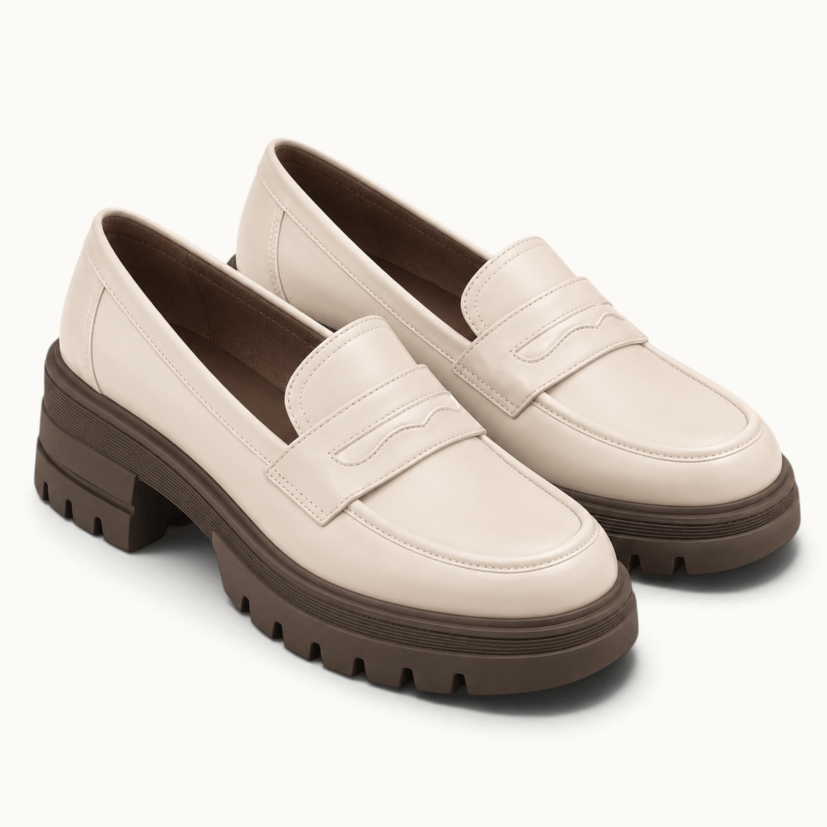 montelore-souliers Mocassins Simili-Cuir Plateforme Beige