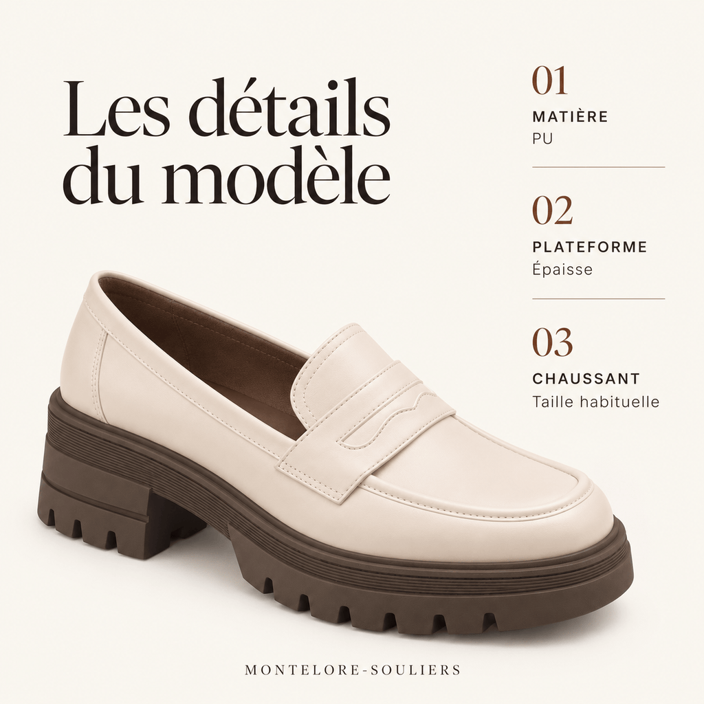 montelore-souliers Mocassins Simili-Cuir Plateforme Beige