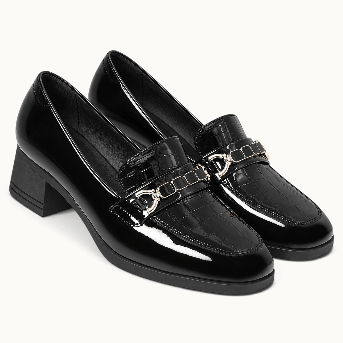 montelore-souliers Mocassins Simili-Cuir Verni Talon Bloc