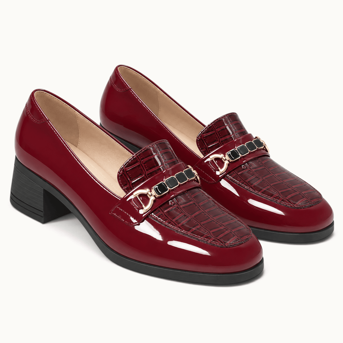 montelore-souliers Mocassins Simili-Cuir Verni Talon Bloc