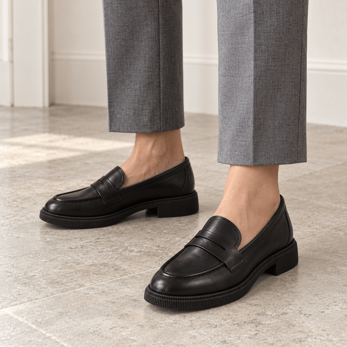 montelore-souliers Mocassins Verni Noirs