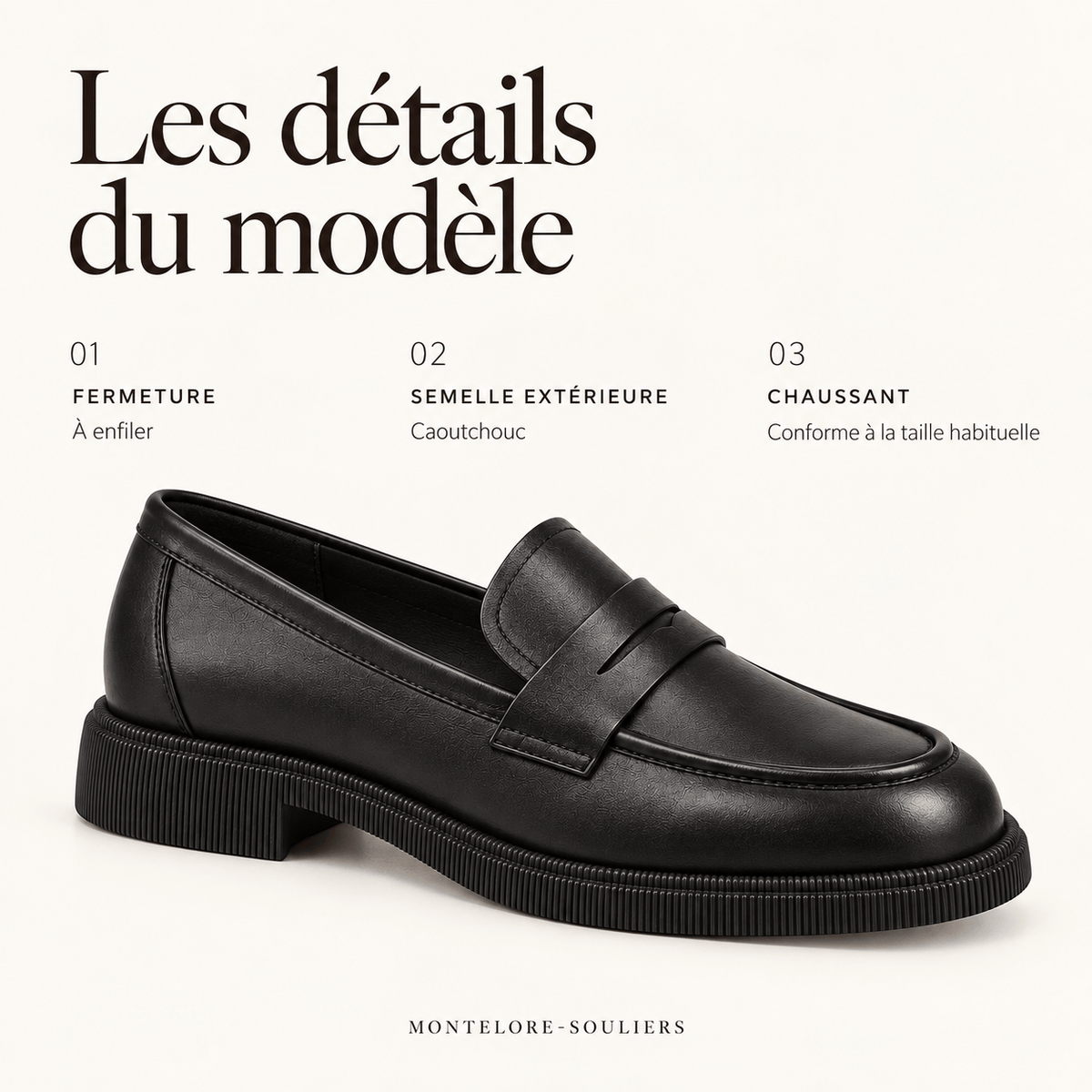 montelore-souliers Mocassins Verni Noirs
