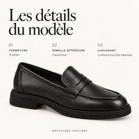 montelore-souliers Mocassins Verni Noirs
